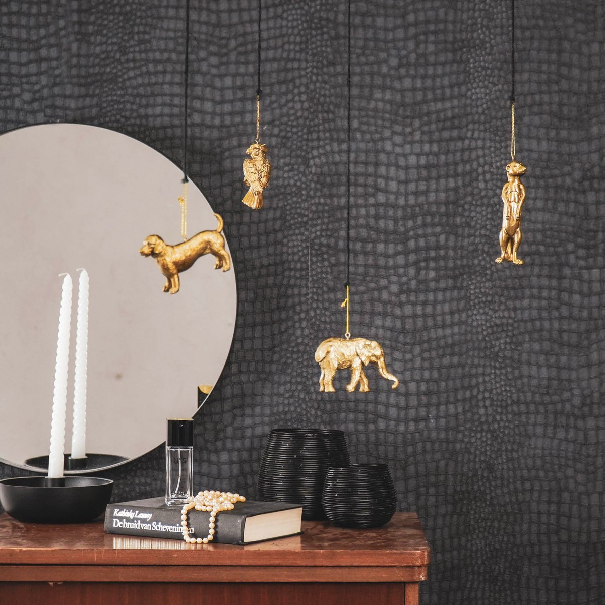 Ornament Hanger - Polyresin - Gold - Elephant - 9,5x6,5x4cm