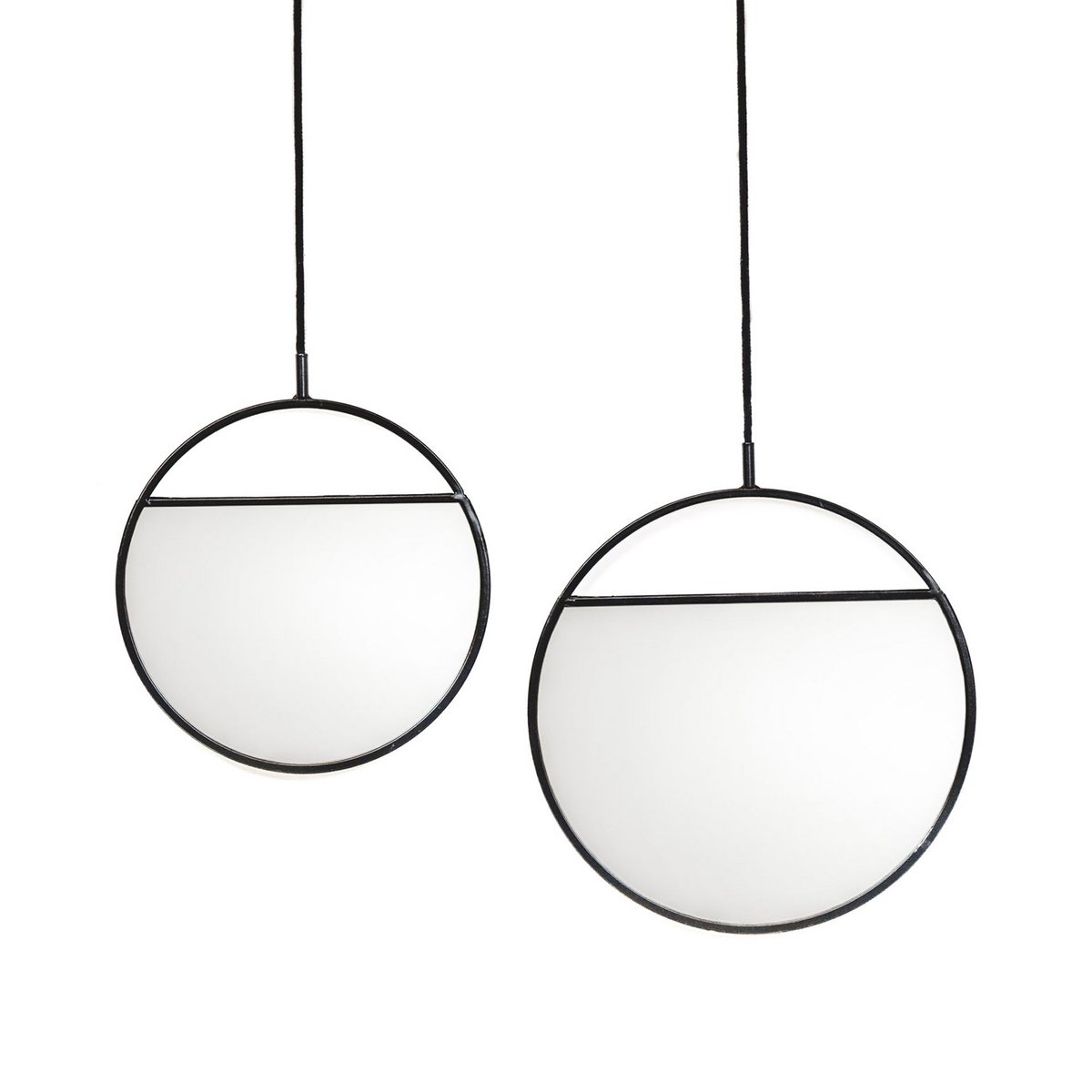 Mirror - Round Wall Mirrors - Metal - Black-S2- 25x90&30x100