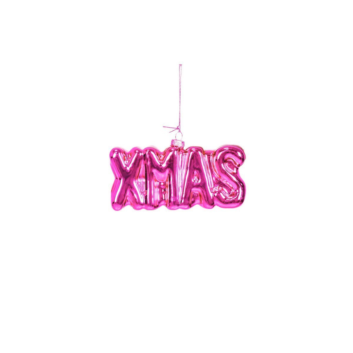 Ornament Xmas Hanger XMAS - Pink - Glass - 4,5x3,5x7,5cm