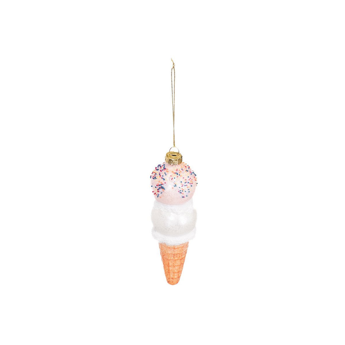 Xmas Hanger - Ice Cream - Glass - Pink/White - 5x15cm
