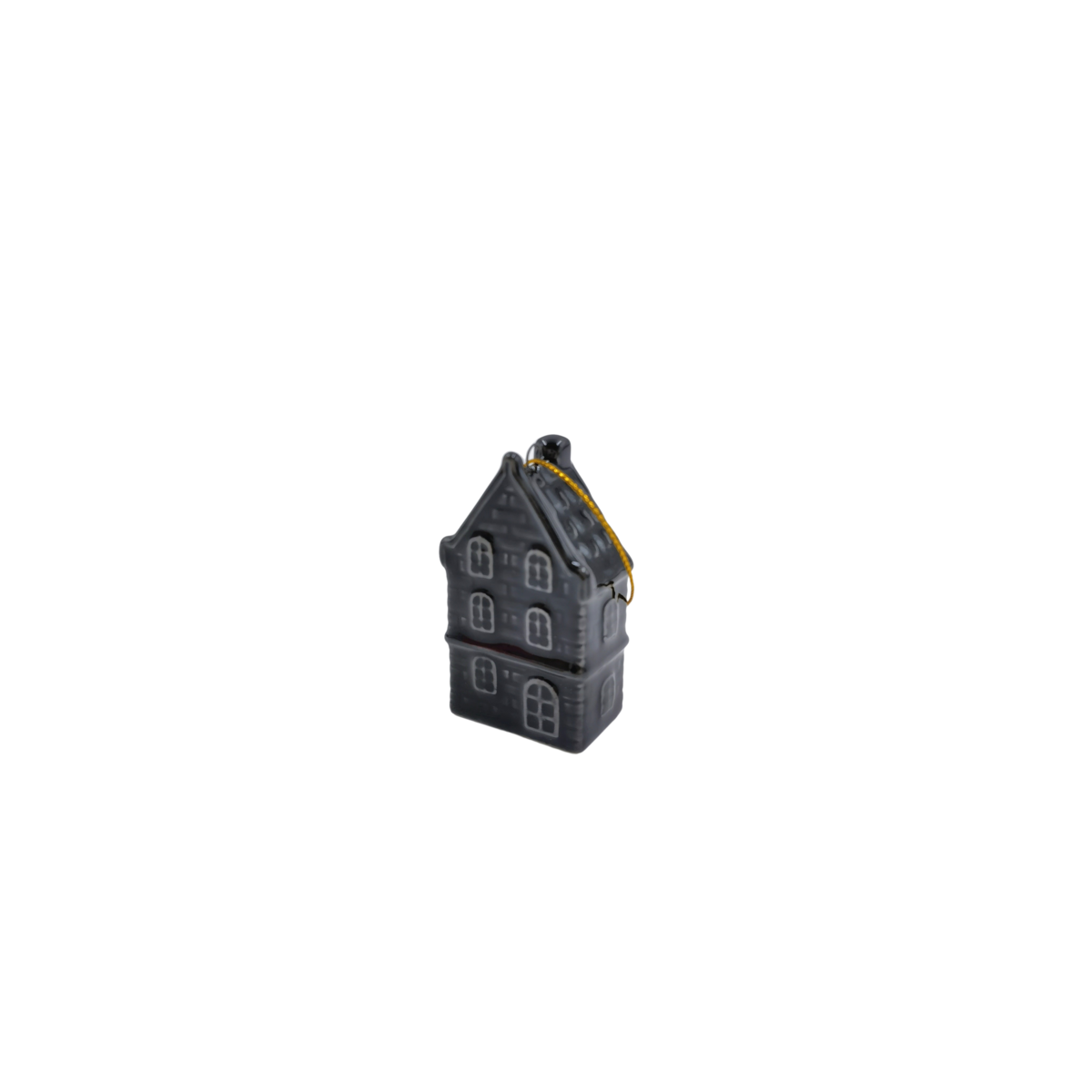 Xmas Hanger - House - Ceramics - Black - 3,5x2x6,5cm