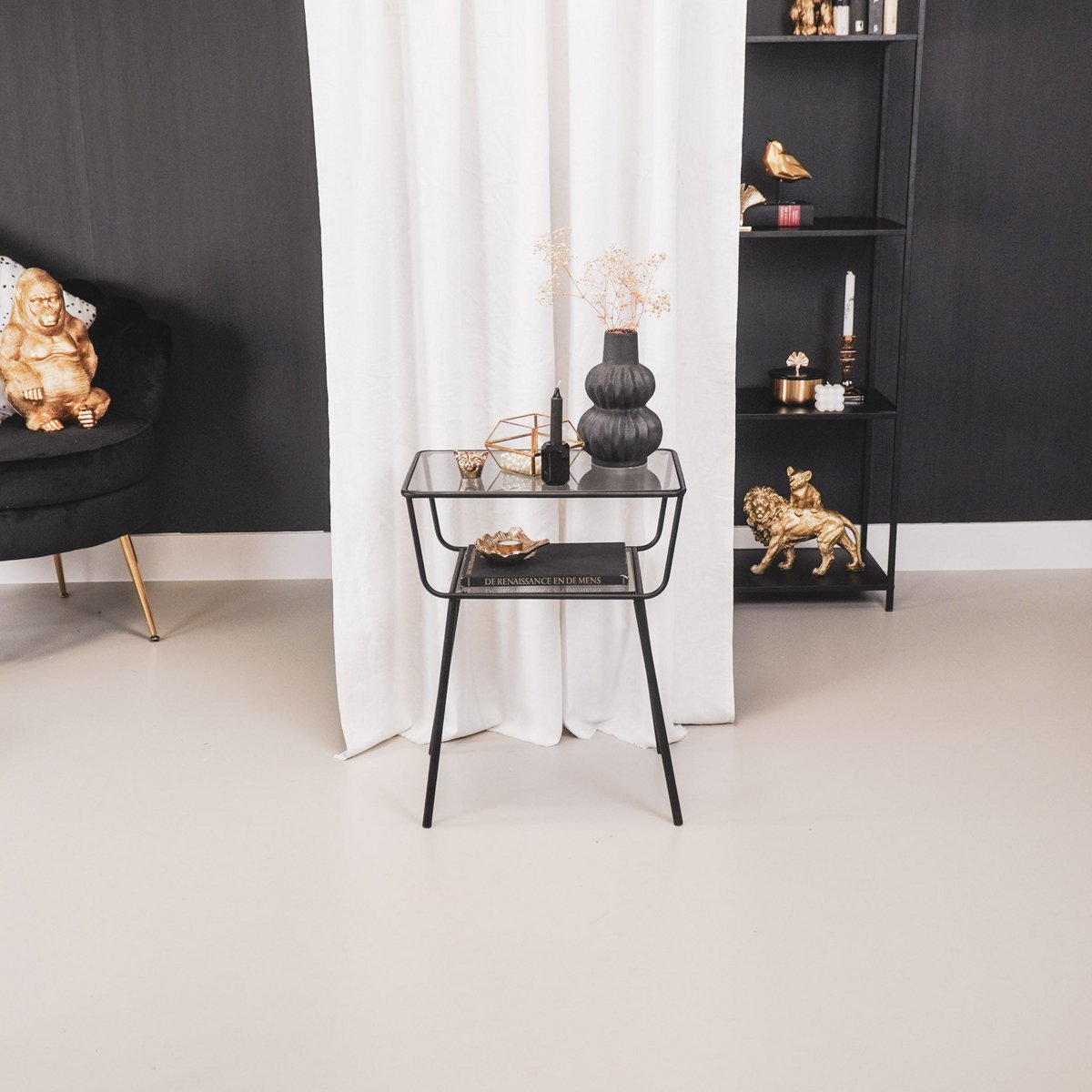 Side Table / Bedside table - Black - 50x35x60cm
