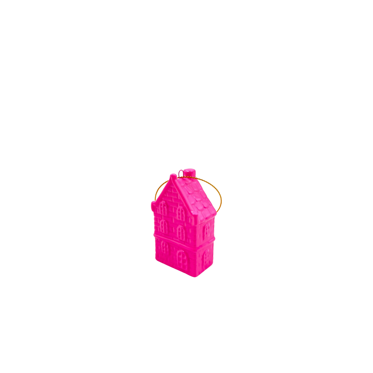 Xmas Hanger - House - Ceramics - Neon Pink - 3,5x2x6,5cm