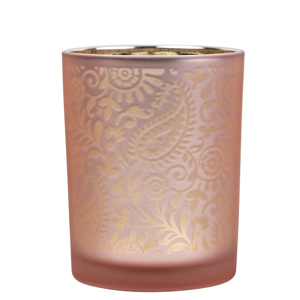 Windlicht paisley roze medium 12cm*