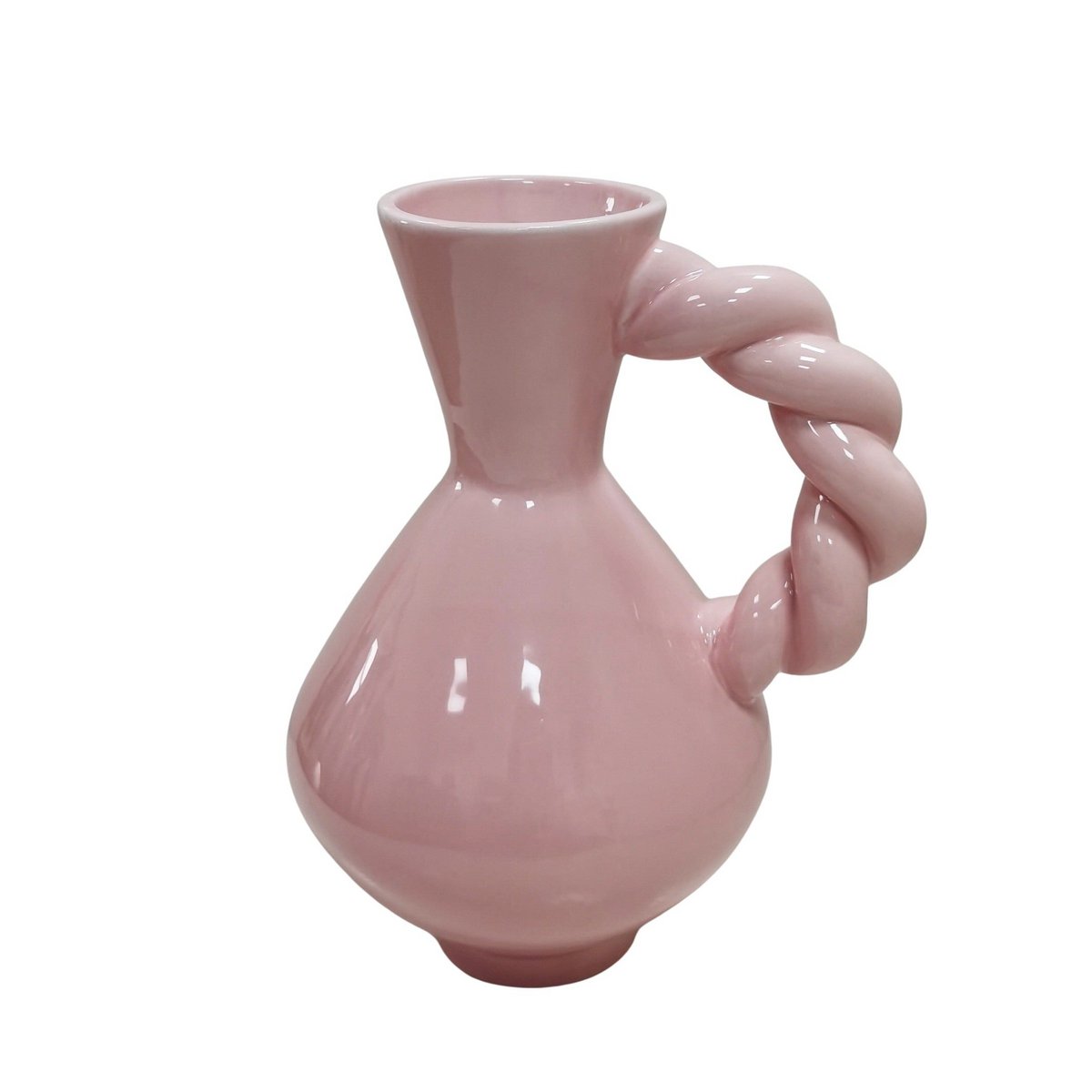 Vase - Twisted Handle - Dolomite - Pink - 17.5x13.5x22cm