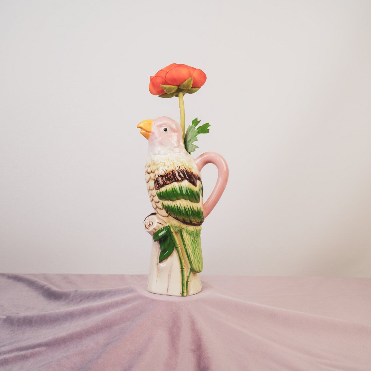 Vase - Bird- Dolomite- Pink-12*9*23cm