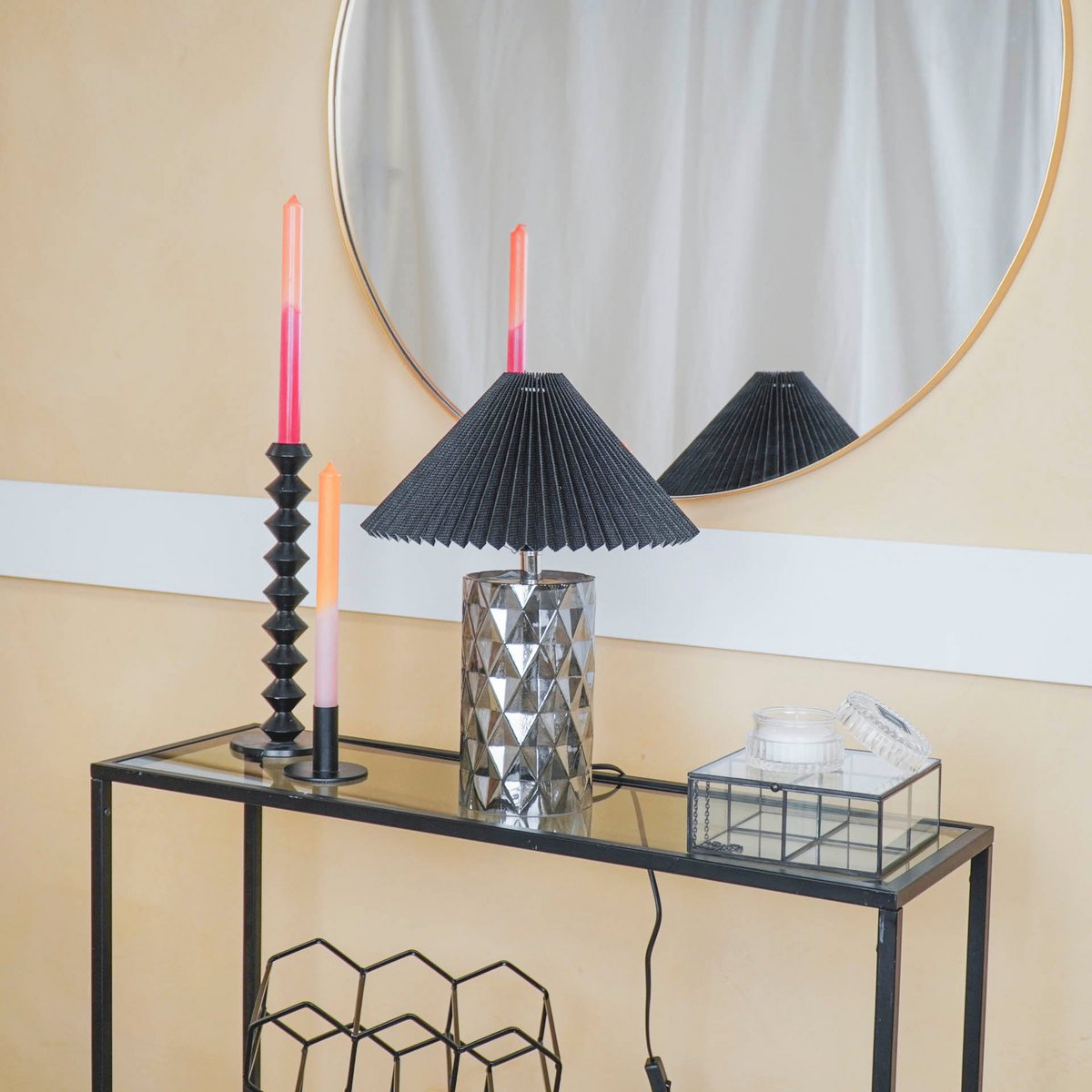 Table Lamp - Crystal Foot- Glass - Smokey - E27 - 19x19x20cm