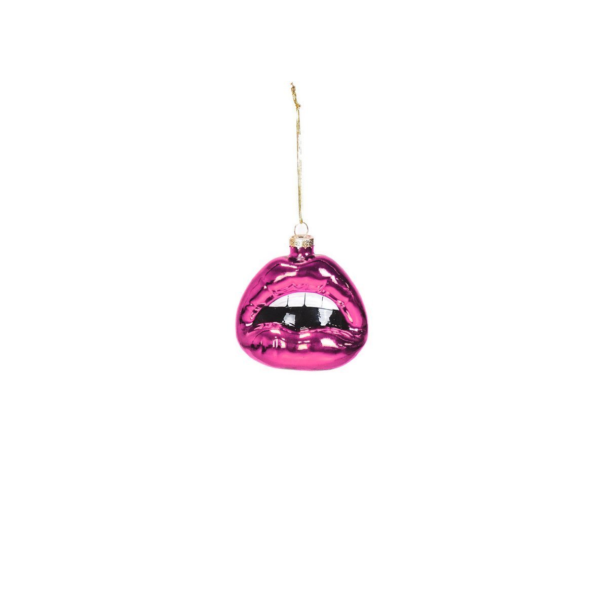 Ornament - Xmas hanger - Lip - Glass - Pink - 8,5x3,5x8,5cm