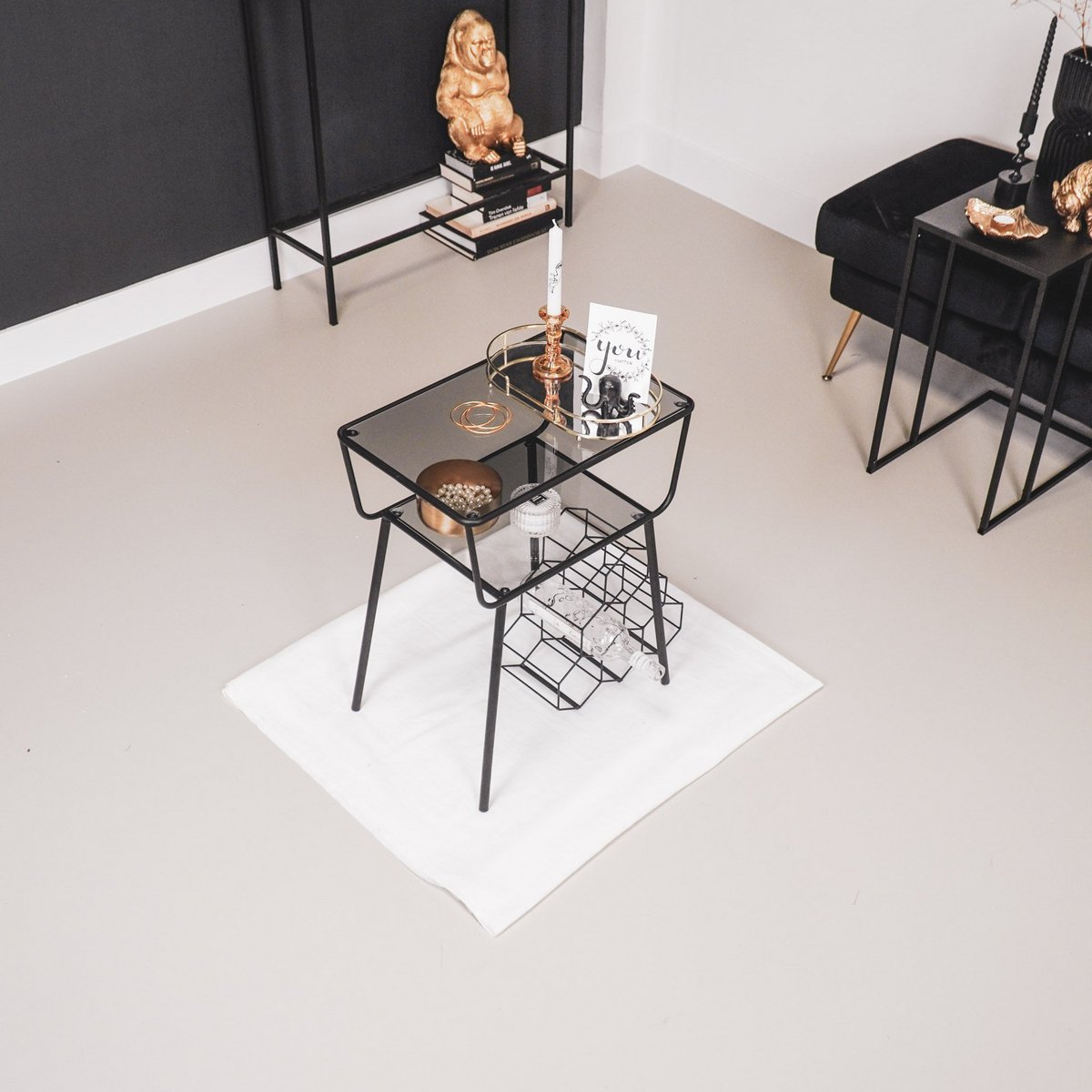 Side Table / Bedside table - Black - 50x35x60cm