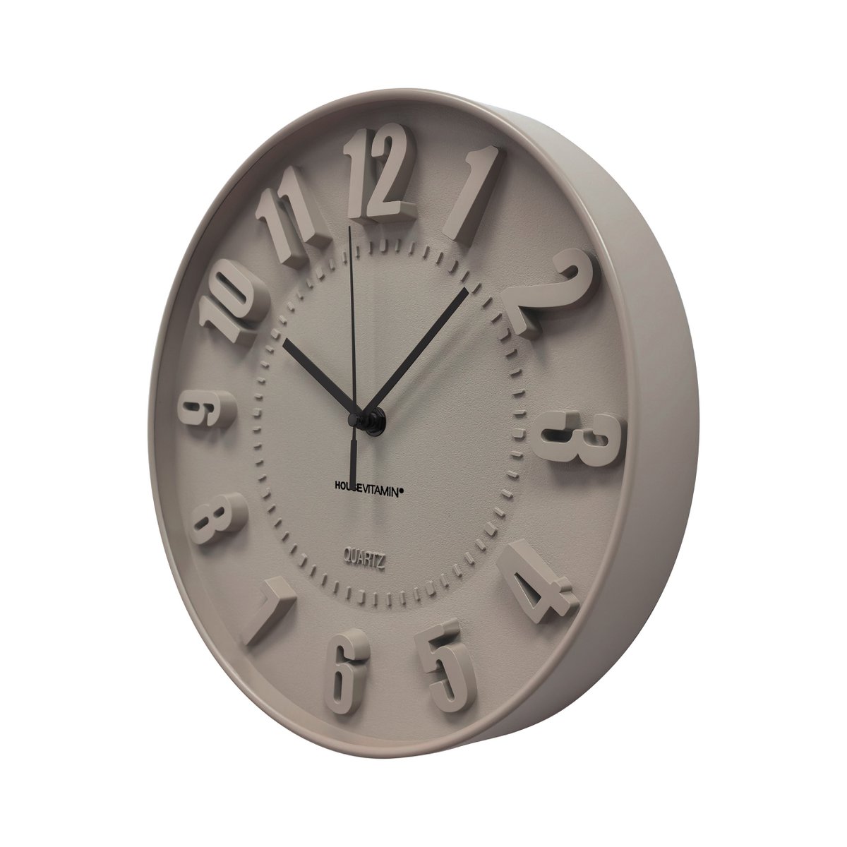 Clock- Wall Clock Numbers- Taupe -30x30x4cm