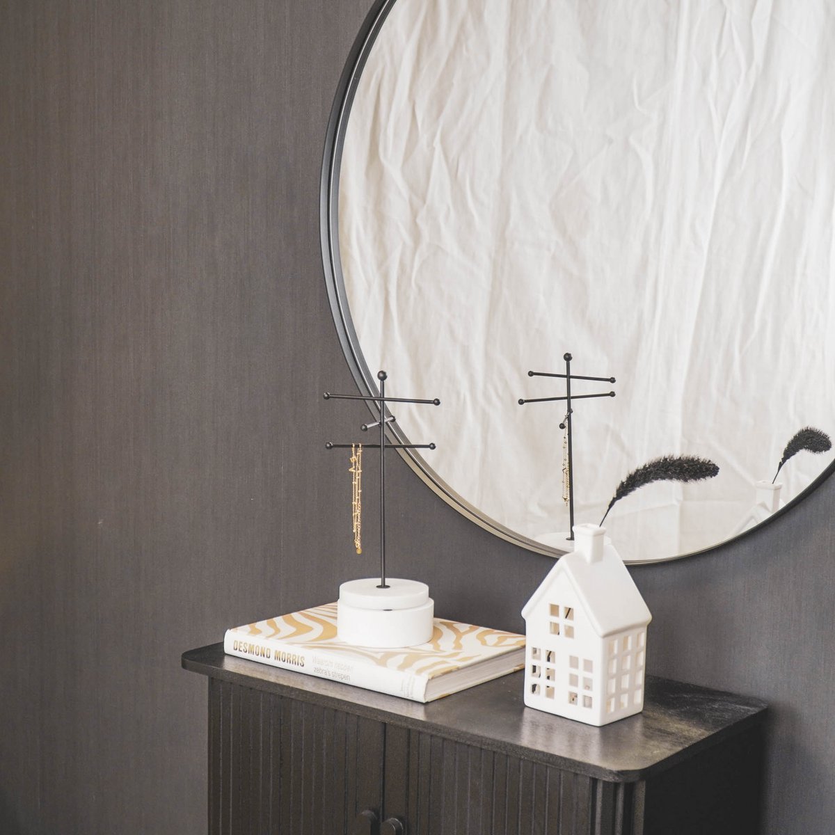 Mirror - Round - Metal - Black - 80x3x80cm