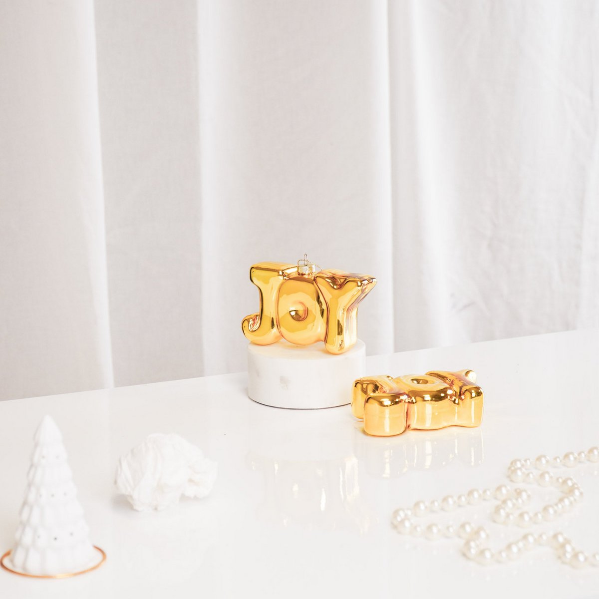 Ornament - Xmas - JOY - Gold - Glass - 11x3,5x7cm