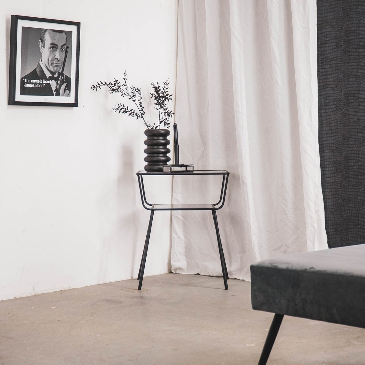 Side Table / Bedside table - Black - 50x35x60cm
