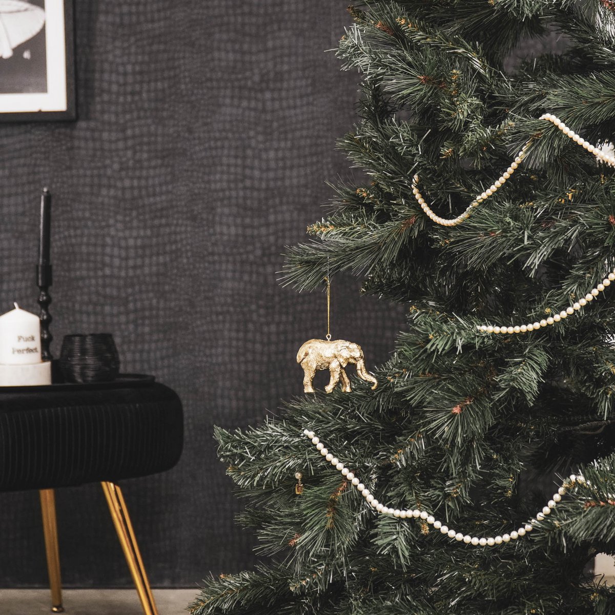 Ornament Hanger - Polyresin - Gold - Elephant - 9,5x6,5x4cm