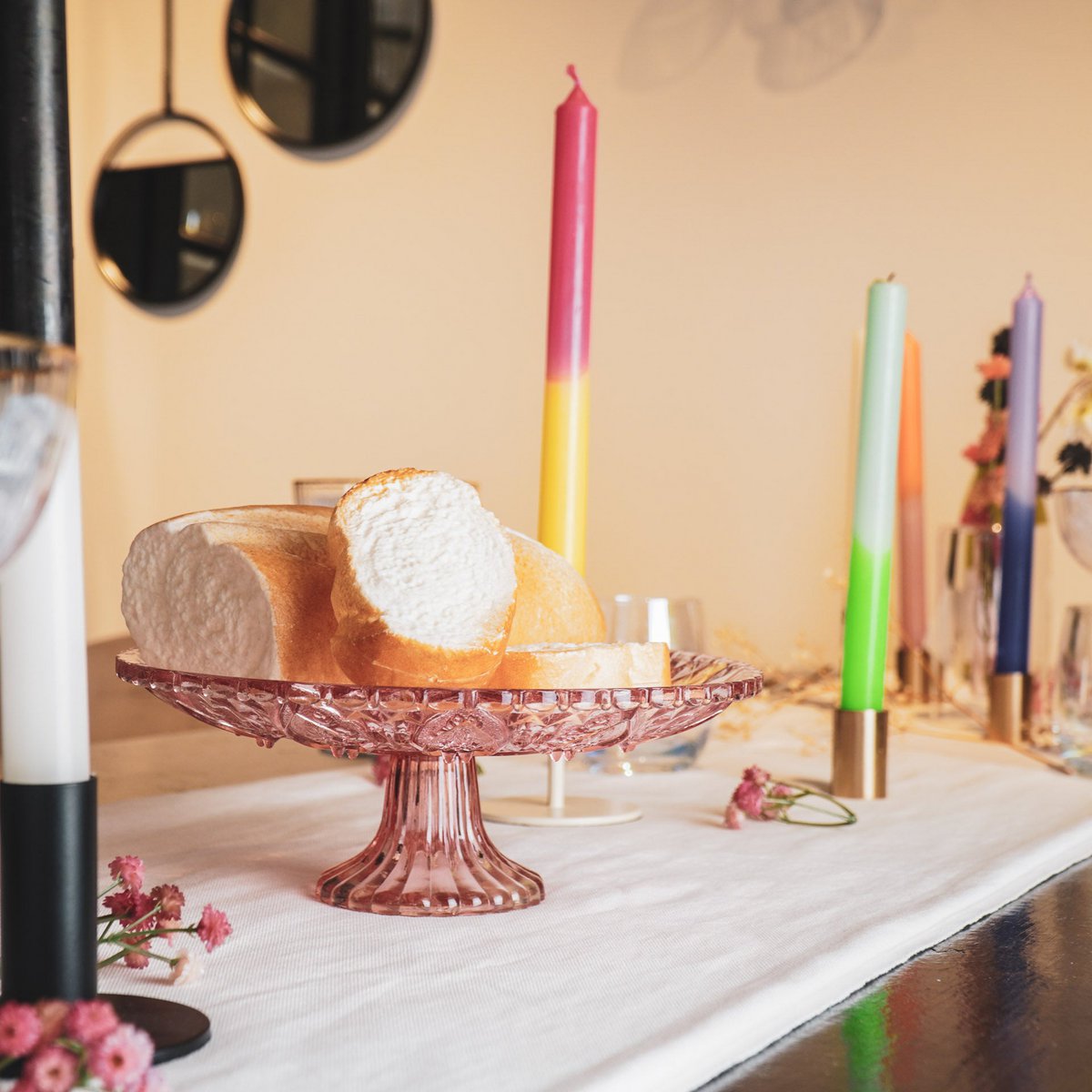 Cake Plate - Glass - Pink - 22,5x8cm