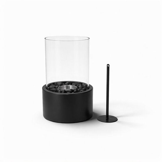 Housevitamin Bio Ethanol Tafelhaard - Rond - Rookvrij - 18x18x26,5 cm - Voor Binnen & Buiten - Zwart