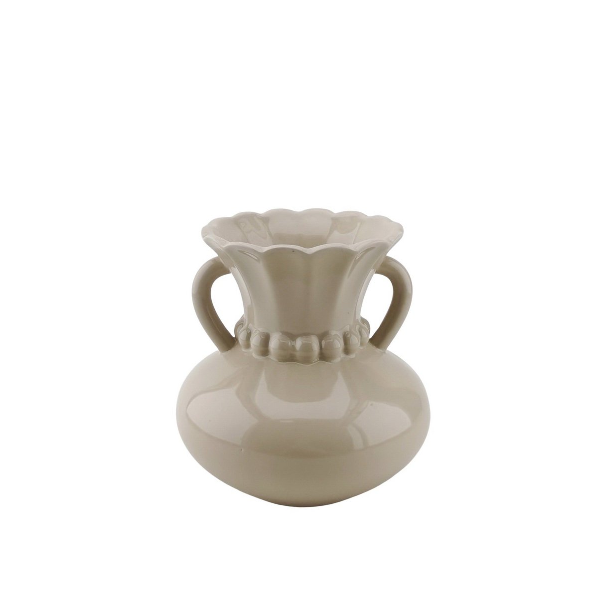 Vase - Pearl Neck - Stoneware- Sand- 14x14x15cm