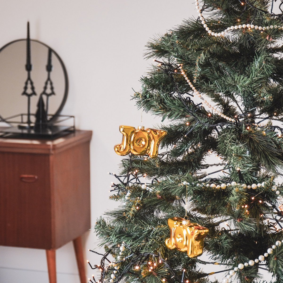 Ornament - Xmas - JOY - Gold - Glass - 11x3,5x7cm