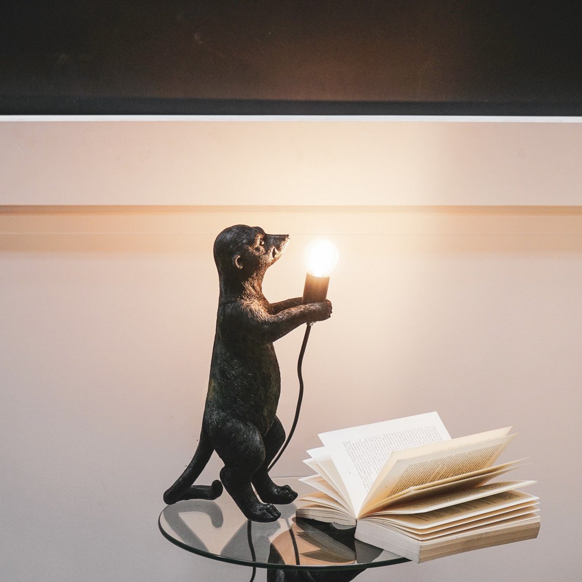 Table Lamp - Meerkat - Polyresin - Black - E27 -15x10x38cm