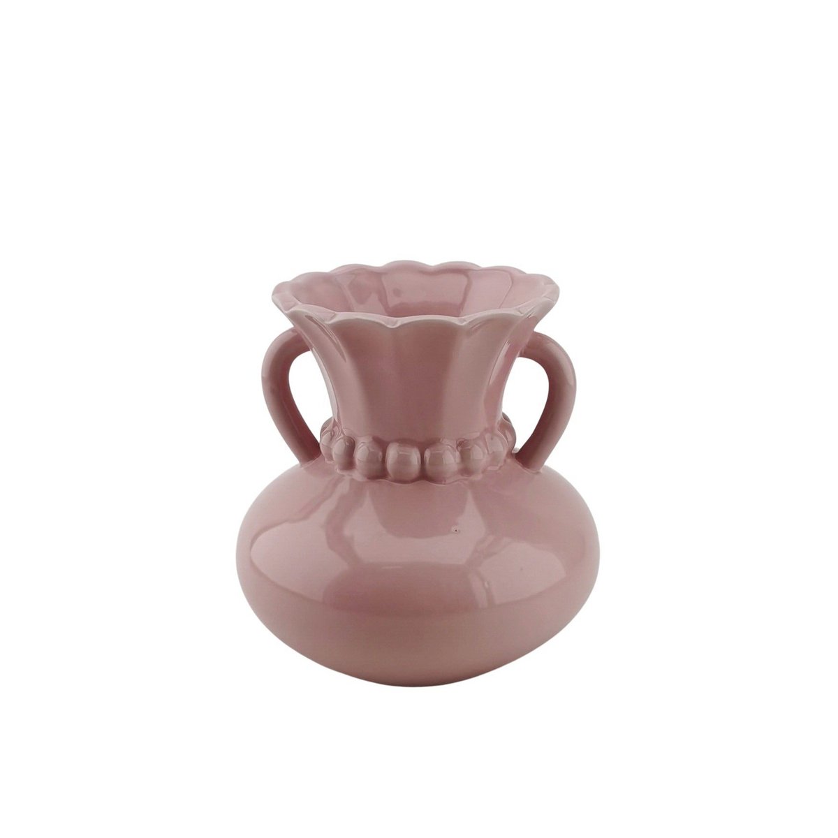 Vase - Pearl Neck - Stoneware- Light Pink- 14x14x15cm