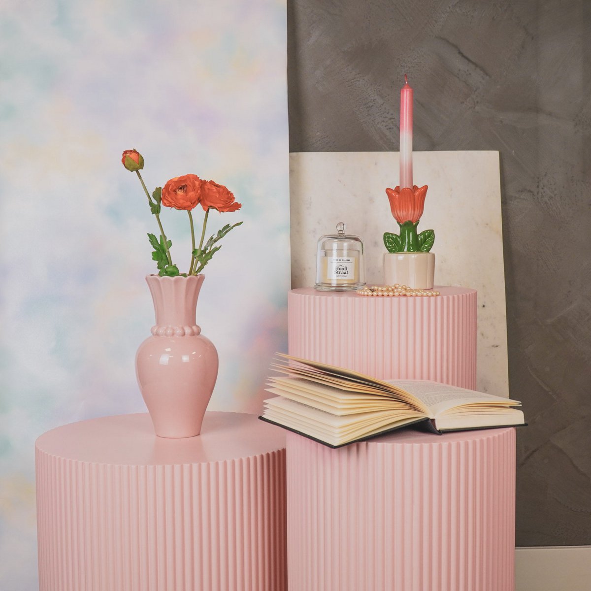 Vase - Pearl Neck - Ceramics- Light Pink- 12x12x24cm