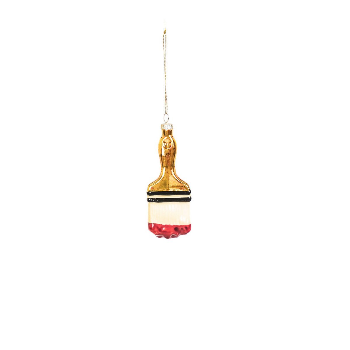 Xmas Hanger - Paintbrush - Glass - Gold/Red - 5x2,5x12,5cm