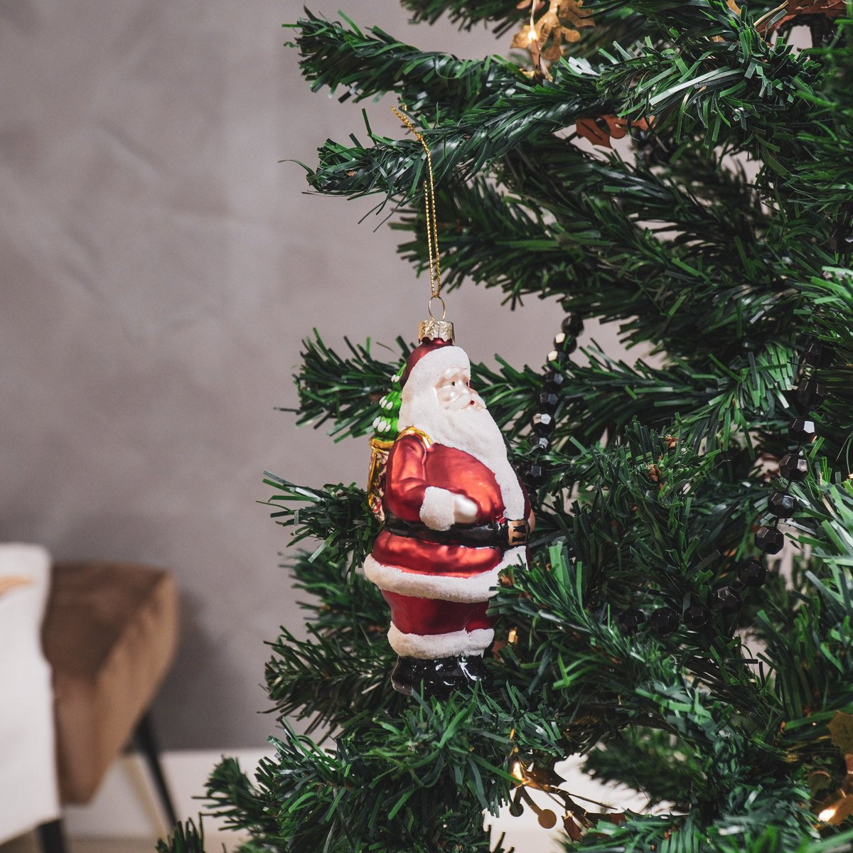 Xmas Hanger - Santa - Glass - 6,5x6,5x13cm