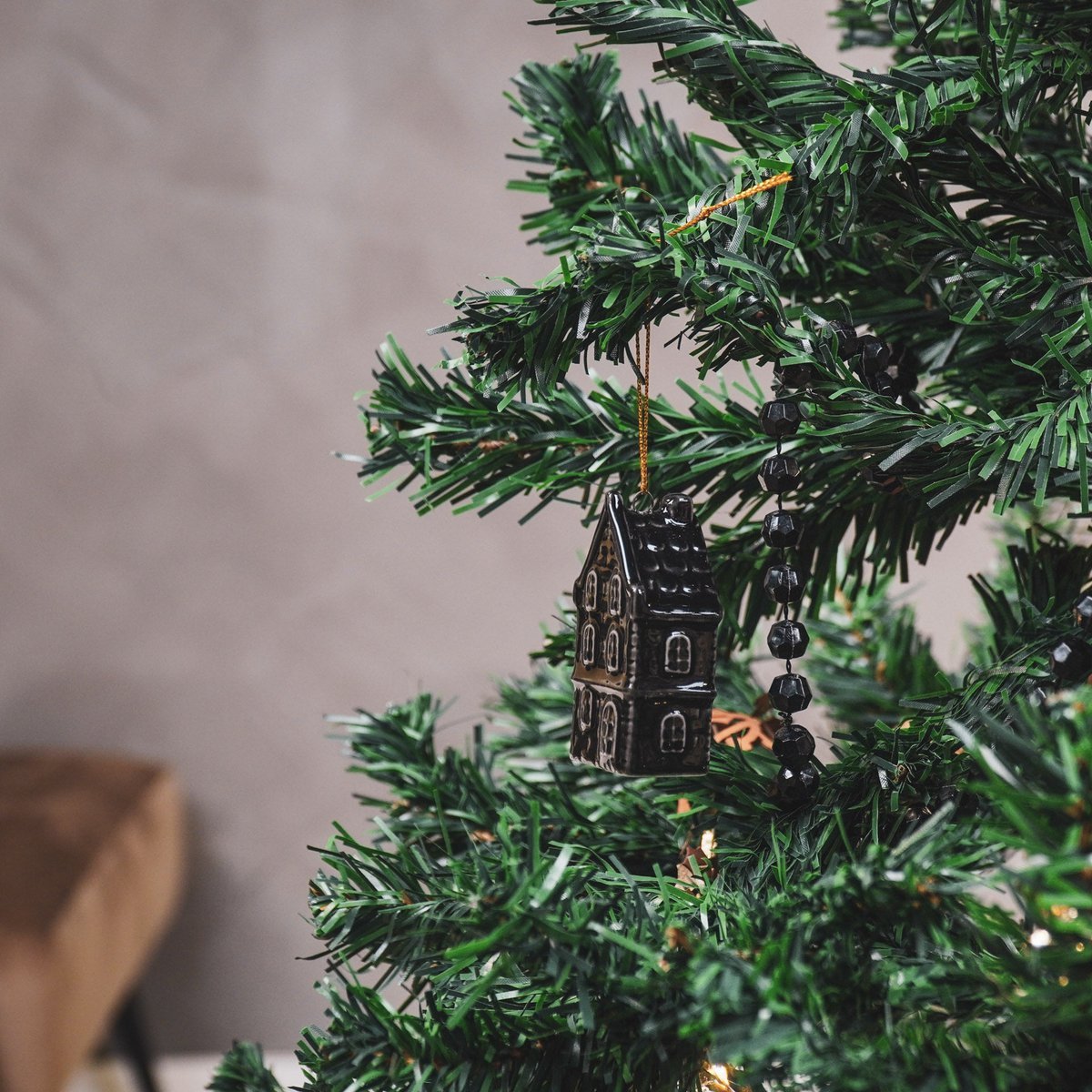 Xmas Hanger - House - Ceramics - Black - 3,5x2x6,5cm