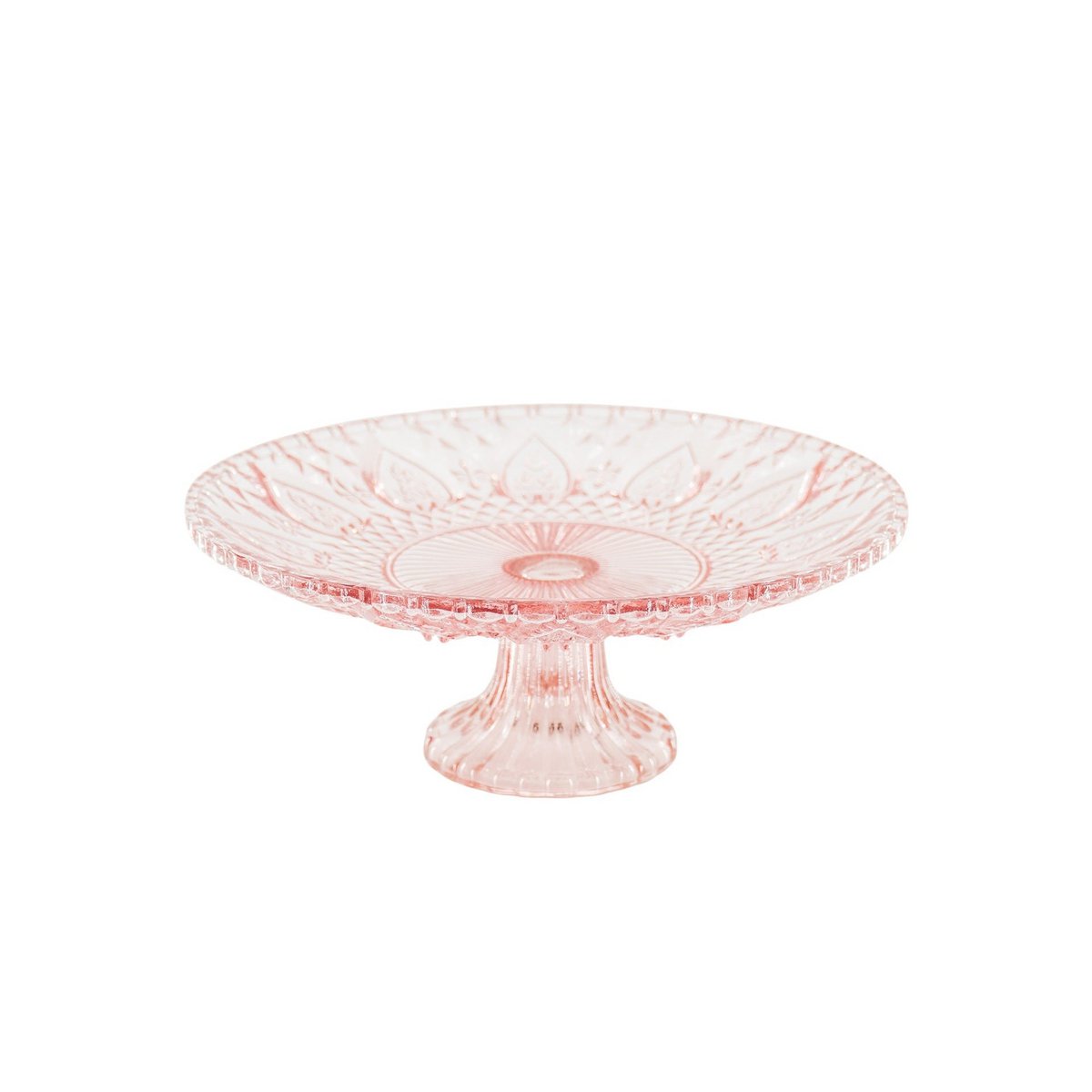 Cake Plate - Glass - Pink - 22,5x8cm