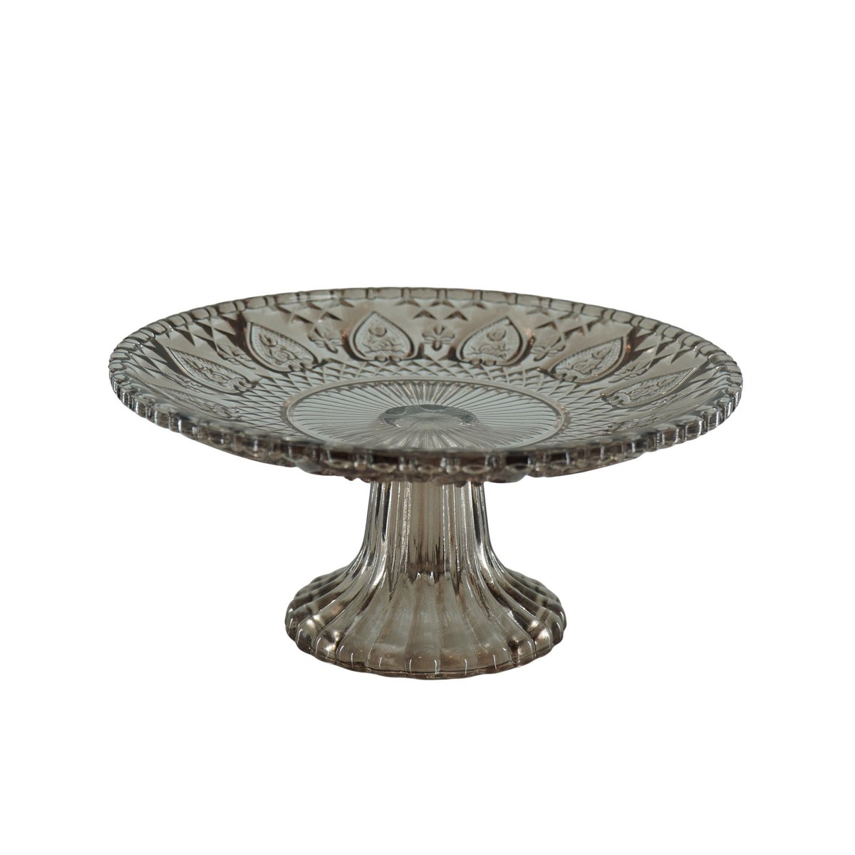 Cake Plate - Glass - Brown - 22,5x8cm