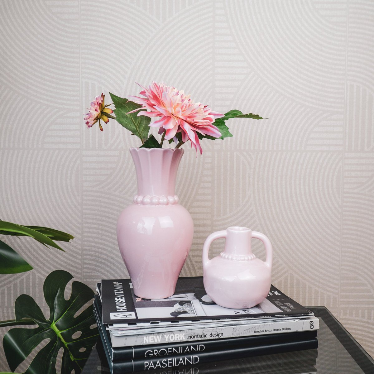 Vase - Pearl Neck - Ceramics- Light Pink- 12x12x24cm